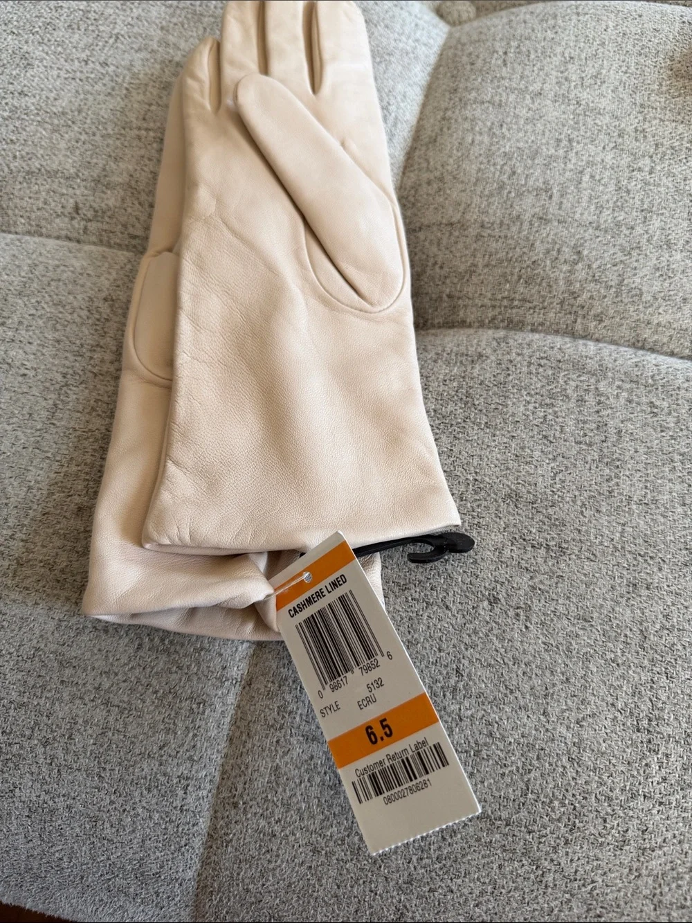 Alfani Ecru Leather Cashmere-Lined Gloves NWT Size 6.5 | Luxury Winter Essential